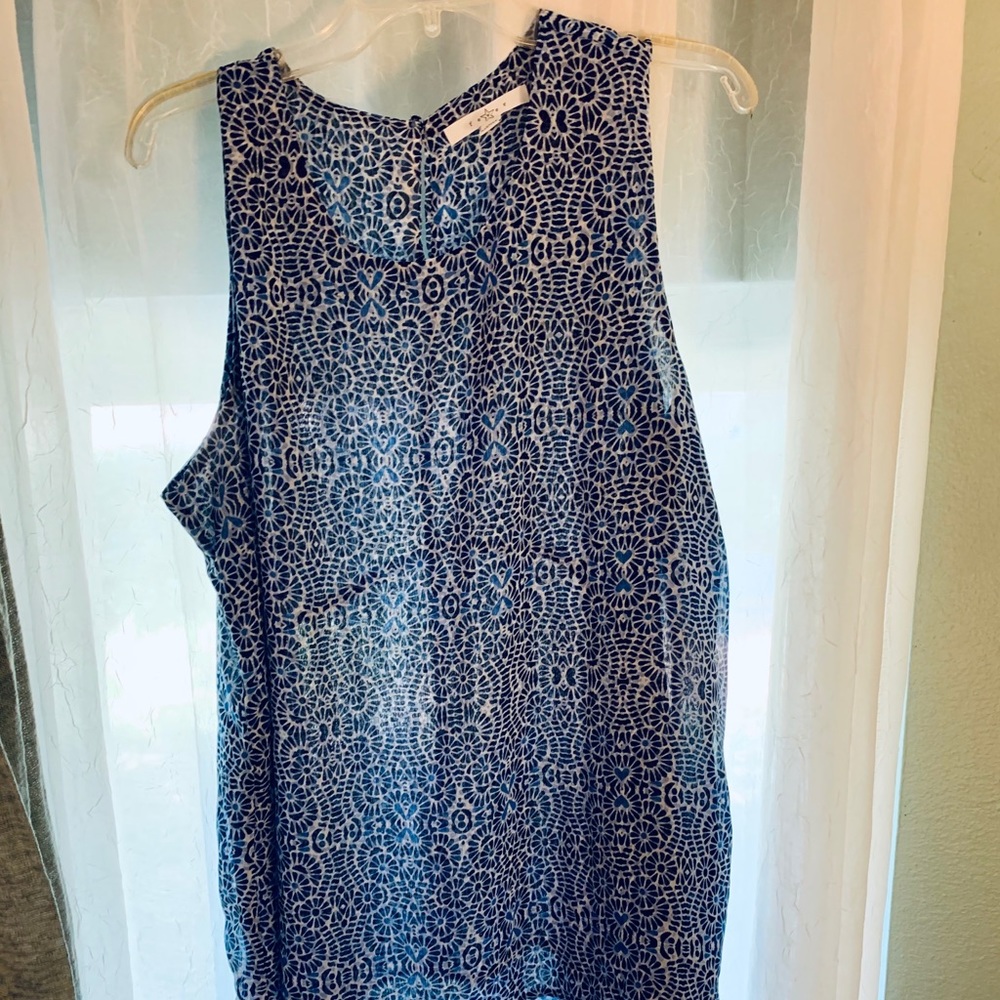 Sheer patterned blue blouse